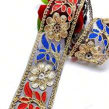 Vải ren thêu tinh xảo 10 yard - Lưới dây vàng sang trọng, kim sa lấp lánh và họa tiết hoa tinh tế, thích hợp cho đồ thủ công tự làm, quần áo thời trang, túi xách thời trang và đồ trang trí nhà cửa thanh lịch - Nhiều màu - Xem 7