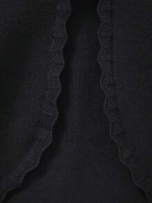 Girls' Elegant Pure White Knitted Shawl, Delicate Lace Trim Adds Softness, Unlocks New Spring Styling - màu đen - Xem 3