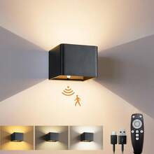 3-Color Wireless Motion Sensor Wall Light With Remote Control, 4000mAh Rechargeable Battery Powered LED Indoor Up/Down Wall Lamp, Dimmable Brightness, Suitable For Bedroom, Living Room, Corridor, Farmhouse - Three Colors + Remote Control - View 13