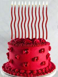 6-36pcs Red Glossy Birthday Cake Candles, Suitable For Party Decoration, Valentine's Day Red Curved Candles - Multicolor - View 1