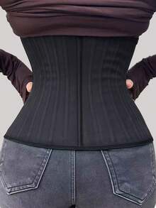 女士乳胶腰带，带扣，运动束腰带，紧身束缚带 - 黑色 - 查看 3