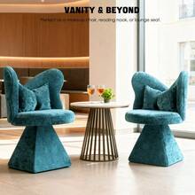 Vanity Stools - Blue + Fabric - View 7