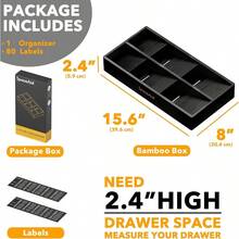 Bamboo Silverware Drawer Organizer With Labels Kitchen Utensil Tray Holder Organizer For Flatware Cutlery Spoon And Knives Drawer Storage Organization Natural 6 Slots - Black - View 2