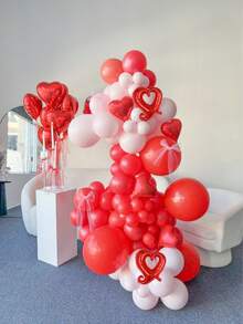 145pcs Heart Balloon Garland Set, Includes Red Heart, Hook Heart, Latex Balloons, Suitable For Wedding, Anniversary, Birthday Party, Valentine's Day, Princess Party, Bachelorette Party Decoration - Multicolor - View 5