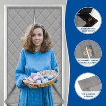 Winter Waterproof And Windproof Warm Door Curtain, Suitable For Bedroom Door Curtain, Home, Living Room, Kitchen, Door, Etc., Magnetic Household Door Curtain, No Drilling, Easy To Install, Encrypted Warm Door Curtain, Thickened Household Air Conditioning Heat Insulation And Windproof Magnetic Cold Separation Curtain - 咖啡棕 - 查看 8