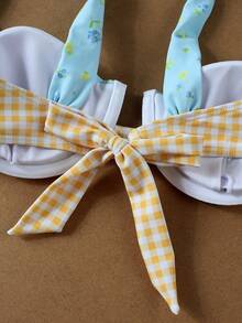 Bộ bikini ba mảnh kẻ caro xanh vàng tươi tắn dành cho nữ, phong cách cá tính, gợi cảm cho kỳ nghỉ biển, mùa hè xuân 2026. - Nhiều màu - Xem 4