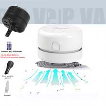 Aspirateur de bureau sans fil mini, aspirateur portatif alimenté par batterie pour la maison et le bureau, balayette micro pour miettes en plastique, fourniture de bureau pratique et compagnon d'étudiant, idéal pour nettoyer le bureau et les postes de travail, ramasser les petits éléments, les morceaux de gomme, les débris (piles non incluses) - Multicolore - Voir 2