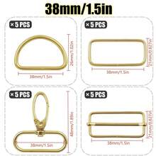 RoYishi Bộ 20 phụ kiện khóa thắt lưng bằng kim loại, bao gồm vòng chữ D, vòng chữ nhật, khóa trượt điều chỉnh, móc xoay, thích hợp để tự làm vòng cổ thú cưng, quần áo, túi xách và nhiều hơn nữa. - Nhiều màu - Xem 18