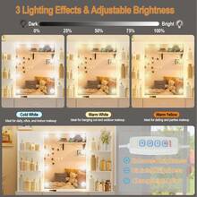 Makeup Vanity Desk With Lighted Mirror, 3 Color Light Modes Adjustable Brightness Settings, Drawers And Storage Shelves For Storage, Bedroom Furniture, Dressing Table, Christmas Birthday Gift For Women - White - View 4