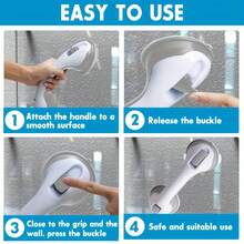 2-Pack Bathroom Grab Bar Suction Cup - No Drilling Required Shower Handle Suitable Elderly, Adjustable Height Non-Slip Safety Rail, Toilet Anti-Fall Grab Bar (Easy To Install), Bathtub Handle, Shower Suction Cup Handle, Bathroom And Shower Safety Rail, Shower Rod, Bathroom Safety Grab Bar, Bathtub And Shower Grab Bar, Suction Cup Bathroom Handle, Bathroom Safety Grip, Bathroom Handle, Bathroom Fixed Rod, Shower Anti-Fall, Bathroom Safety Rail, Suction Cup Grip Rod - 白色 - 查看 7