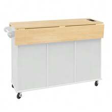 Kitchen Island On Wheels, Extendable Dining Table, Mobile Kitchen Island With Drawers And Towel Rack, Mobile Kitchen Cart With Power Strips, Ideal For Kitchen And Dining Room (Black) - White - View 7