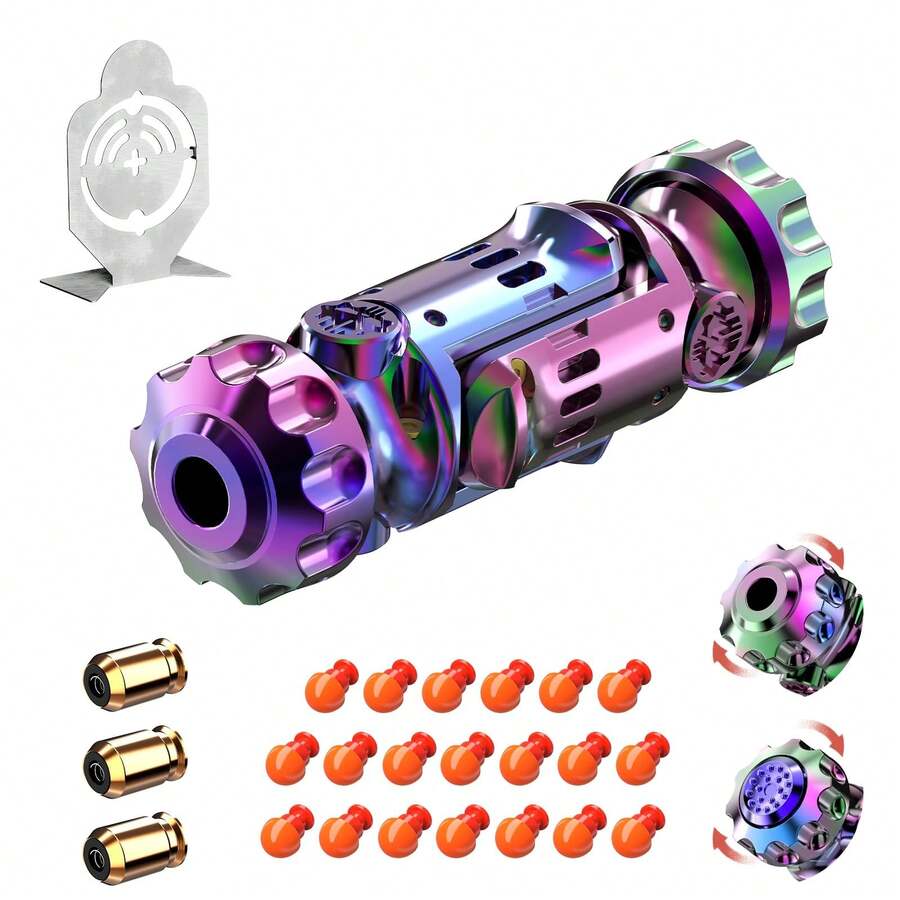 4 In 1 Metal Fidget Gun Toy Shoot+ Spinner+ Ratchet+ Slider Finger Fidget Toys Adults EDC ADHD Focus Anxiety Stress Relief Boredom Office Cool Executive Desk Toy