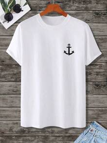 Manfinity Homme Men's Anchor Print T-Shirt - White - View 6