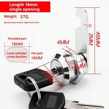 1pc Cam Lock With Key Tube, Suitable For Metal Cabinets, Employee Lockers And Office Desk Drawers - Sturdy Iron Construction, Non-Electric