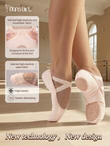DonsGirl One Pair Of High Elastic Strong Wrapping Professional Ballet Shoes For Girls, Modern Dance Shoes, Classical Dance Shoes And Yoga Shoes - Pink - View 4