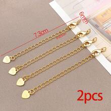 2件装手链延长链，黄铜金属星星、爱心、海豚造型吊坠延长链，适用于珠宝制作、项链、手链DIY工艺品