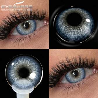  Eyeshare 1 par de lentes de contacto de color azul para maquillaje de ojos, lentes de contacto de color aptos para uso anual de 14.0 mm, adecuados para citas diarias y eventos festivos para agrandar los ojos