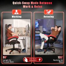 GartistGo Ergonomic Gaming Chair, With Cushion And Adjustable Backrest For Adults, Rotatable And Stable - Red - View 7