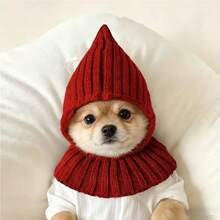 1pc Winter Warm Dog Hat With Neck And Ear Protection - Suitable For Small To Medium Dog Breeds, Thick Knit, Soft Fabric, Fits Chihuahua, Pomeranian, Shih Tzu Etc. - Dog Pet Clothing For Cold Weather And Christmas