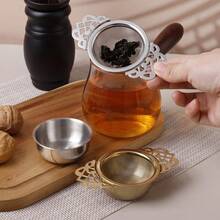 1pc/Set 304 Stainless Steel Tea Infuser Filter, Tea Leaf Strainer For Teapot, Tea Cup, Coffee Cup, Fine Mesh Prevents Dripping, Floral Edge Design Easy To Clean, Universal Fit - Multicolor - View 5