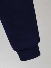 Toddler Letter Print Warm Hoodie Sweatshirt And Pants Set - Royal Blue - View 5