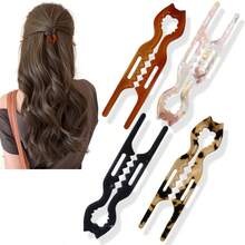 4个新款优雅猫咪造型法式发夹 - 锯齿防滑设计，弧形角度更贴合头部，适合所有发质，可用于盘发、发髻、扭发等，全天牢固固定，佩戴舒适 | 女士理想礼物，醋酸纤维猫咪造型U型发夹 - 彩色 - 查看 9