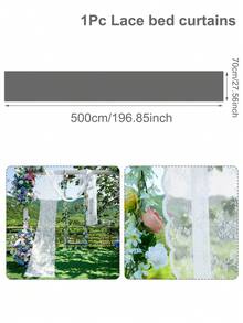 1 pieza Tela de encaje francés blanco para arco, suministros de decoración para fondo de fiesta de boda, decoración de mesa de fiesta de cumpleaños, hilo de embalaje de flores, tela de arco de boda para decoración, organza decorativa para respaldo de silla, favor de fondo de fiesta de novia, decoración de baby shower, bordes de encaje elegantes adecuados para decoración de cubrecamas, decoración de fiesta de San Valentín, decoración navideña