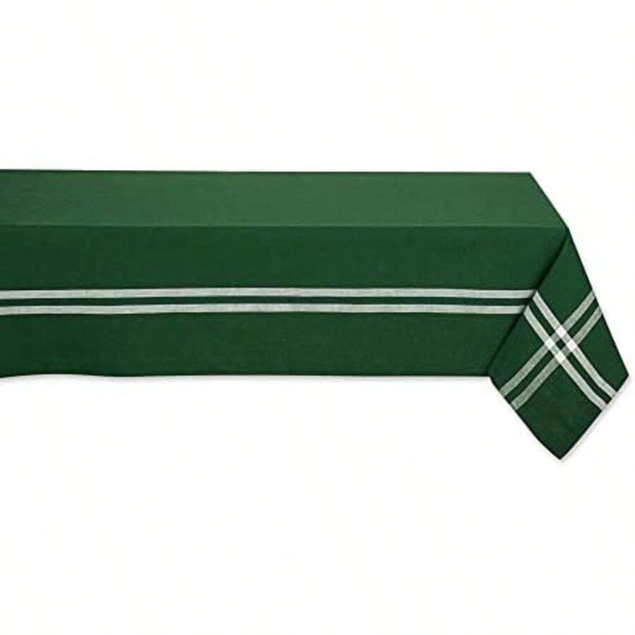 DII 100% algodón, Lavable a máquina, Mantel Individual a Rayas francesas para cenas, Verano y picnics Aire Libre, Azul (Chambray Blue), Tablecloth - 60 x 120, 1(132.1 x 132.1 cm (Rectangular) Verde bálsamo) - Multicolor - Ver 1