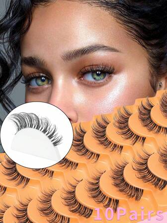 10 Pairs Cat Eye Wispy Lashes, Look Like Real Lashes Extended, Natural Look 3D Manga Style Lashes,Cosplay Faux Mink Full Strip Lashes, Suitable For Any Casual Occasion Strip Lashes