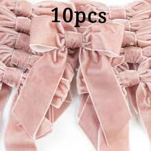 10pcs 5-Inch Burgundy Velvet Ribbon Bows, Pre-Made Burgundy Bows, Suitable For Gift Wrapping, Wreaths, Crafts, Indoor/Outdoor Home Decor, Wedding Decoration Gift Box Decor, Valentine's Day