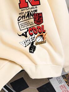 Tween Boy Cartoon Pattern Warm Sweatshirt - Apricot - View 4