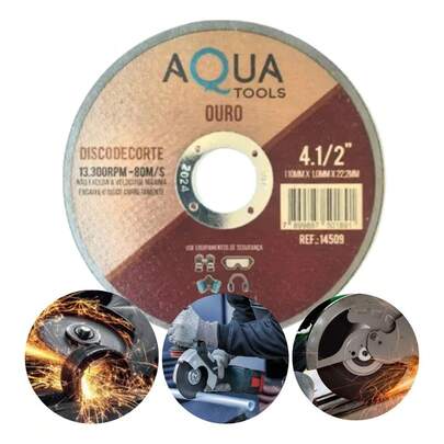 10 Unidades de Discos de Corte de Alta Rotação P/ Metal Esmerilhadeira 4.1/2 - AQUA TOOLS
