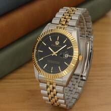 PROKING 40mm Gold Men's Watch, Japanese MIYOTA Quartz Movement, 304 Stainless Steel, Business Luxury Waterproof Calendar Wristwatch, Deluxe Classic, Suitable For Daily Decoration, Great Birthday Gift