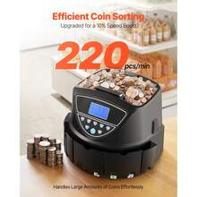 USD Coin Sorter, Coin Counter Machine For 5 Kinds Of USD Coins, Coin Sorter And Wrapper Machine Holds Up To 2000 Coins, Screen Display Coin Storage Included 5 Coin Tubes And Boxes - US Dollars (5 Types): Blue-gray - View 2