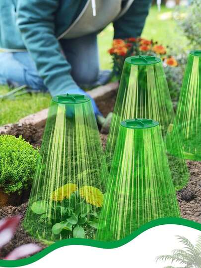 10/20pcs Garden Cloches With Rotating Vents And Ground Pegs, Reusable Plastic Plant Protection Covers, Frost, Animal, Snail, Bird, Chicken Proof, All-Season Plant Protection