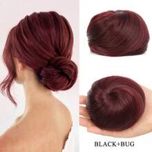 4inch Drawstring Updo Hair Buns Black Brown Blonde Grey Red Straight Chignon Clip On Hair Extension Synthetic Fake Ballet Bun For Women Heat-Resistant Bun Hair Daily Use - Multicolor - View 11