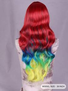 26英寸绿色水波纹刘海假发，适合派对或角色扮演