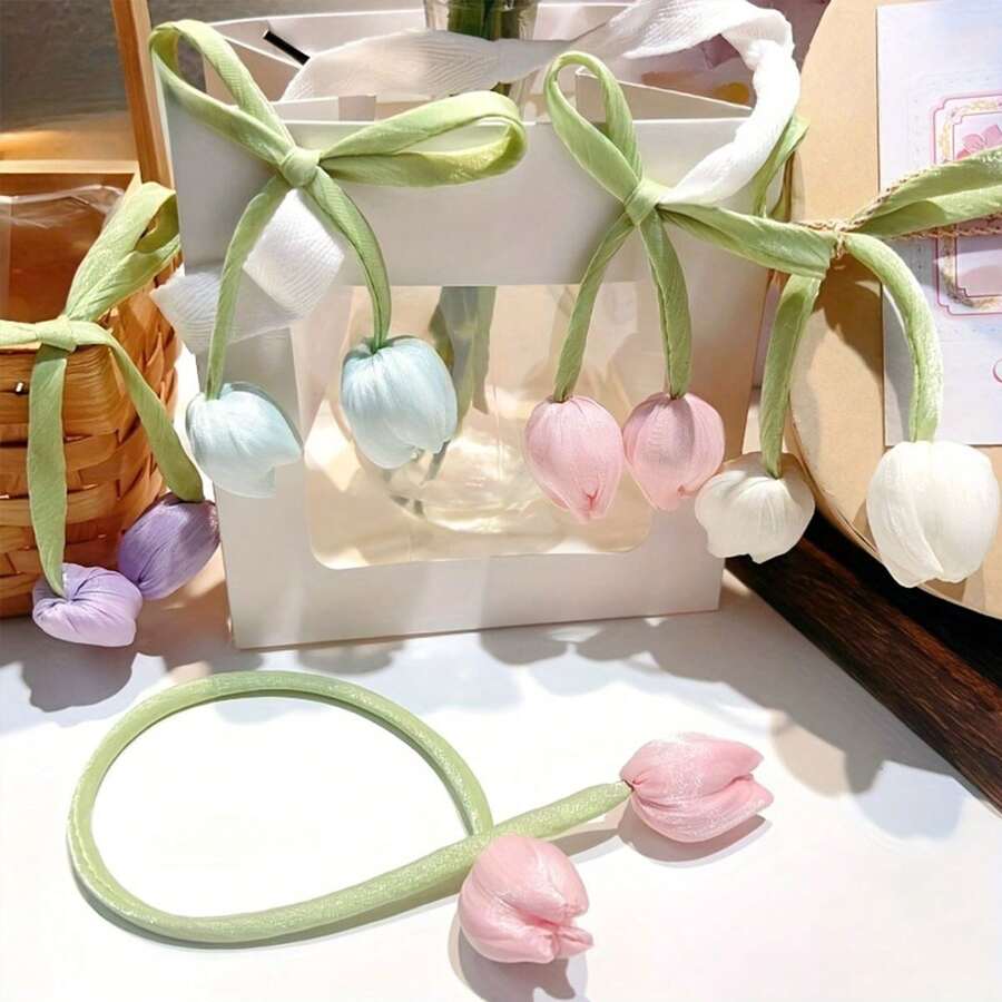 Elegant Tulip Curtain Tie Backs - Classic Garden Style Decorative Tie Backs, Pink Tulip Pattern, Durable Polyester Fabric, Suitable For Living Room And Bedroom, Easy Installation Without Tools, Home Decor Accents, Curtain Tie Backs, Floral Pattern, Smooth Texture, Fashionable Curtains, Interior Designer's Choice, Bohemian Style - Multicolor - View 1