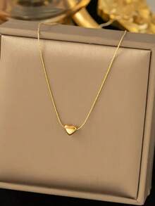 1pc Fashionable Minimalist Gold Heart Pendant Necklace, For Women - Gold 4 - View 2