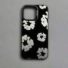 Phone Black Flower Luxury D-Denims-Tears Phone 16 15 14 13 12 11 Pro X XR 8 Plus Anti Fall Matte Back Cover - 1PC - 查看 1