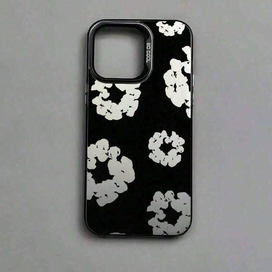 Phone Black Flower Luxury D-Denims-Tears Phone 16 15 14 13 12 11 Pro X XR 8 Plus Anti Fall Matte Back Cover - 1PC - 查看 1