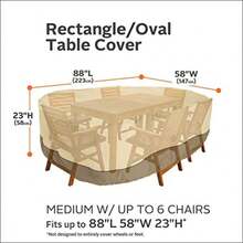 Classic Patio Table CoverOutdoor Table and Chair Set Cover Waterproof Dust-Proof Dining Furniture Protector 223x147x58cm 88"x58"x23" BeigeandBrownOutdoor Dining Tables - Negro - Ver 4