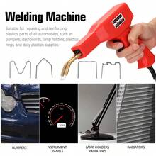 50W Heavy Duty Plastic Welding Kit For Car Bumper/PVC Repair - 200 Staples, 110V Dual Voltage Hot Stapler Gun - Red - View 3
