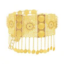 Chain Geometric Tassel Waist Chain, Carved Waterdrop Coin Pendant Waist Belt, Middle Eastern Belly Dance Waist Accessory - Gold - View 15