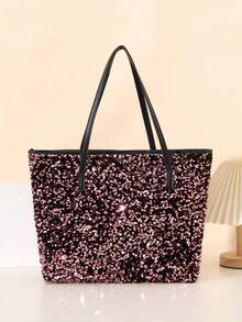 Fashionable Fluorescent Sequin Handbag, Minimalist Women Tote Shoulder Bag - Multicolor - View 3