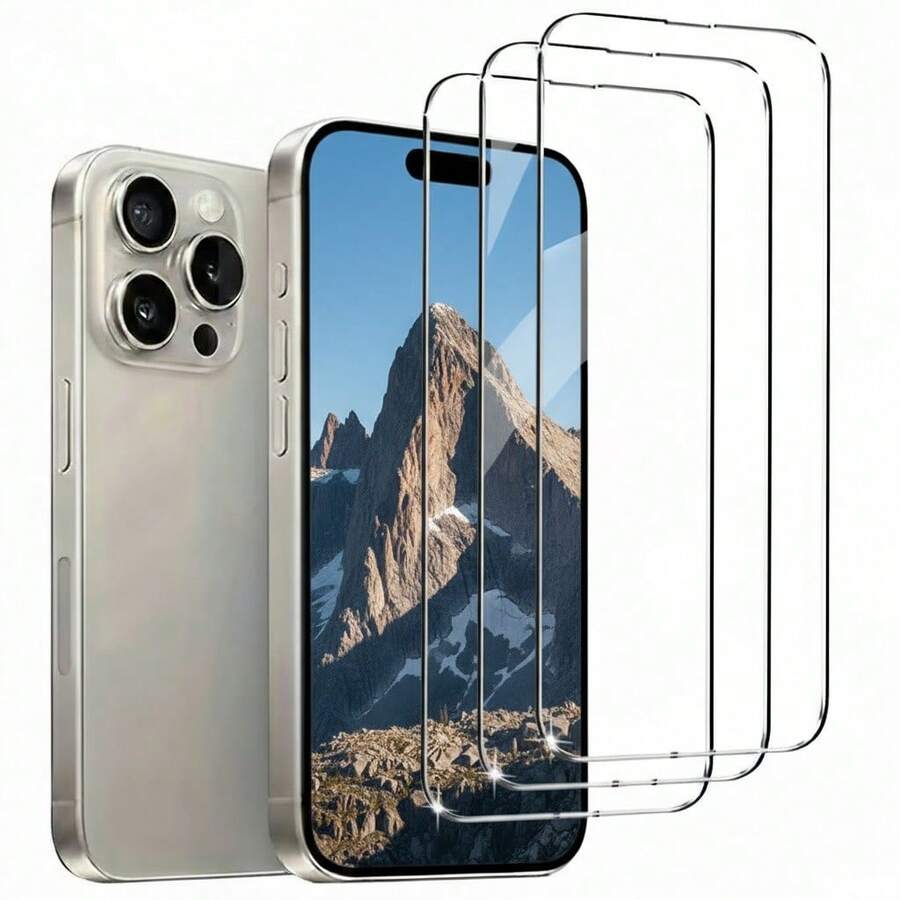 3 sztuki hartowanej folii ochronnej HD na ekran, kompatybilnej z telefonami 16/16Pro/16Plus/16Promax/17/17pro/17Air/17promax, niezbędnej do ochrony ekranu, do codziennego użytku, do biura i domu, do codziennego użytku, do telefonu, do biura, do akcesoriów, do telefonu, wodoodporna, odporna na wstrząsy, odporna na upadki, odporna na zarysowania - Przezroczysty - Zobacz 1