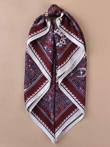 Women's Vacation Woven Cashew Flower Print Scarf - Burgundy - View 5