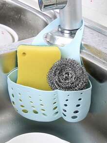 厨房水槽沥水篮挂袋水龙头海绵收纳架蔬菜清洗洗碗水槽免钻孔收纳篮可调节滑入式篮子，适用于水槽、橱柜门或墙壁 - 彩色 - 查看 15