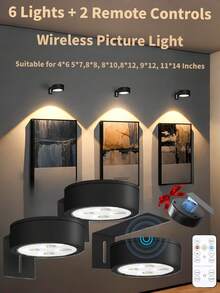 Set de 6/3/1 piezas Luz de arte de pared inalámbrica de metal LED, lámpara de pared magnética, luz de exhibición de arte LED, luz de dibujo inalámbrica LED con batería, luz nocturna, 3 modos de iluminación, adecuada para decoración de pared, decoración del hogar, mesita de noche, dormitorio, estudio, escalera, pasillo, decoración interior, marco de fotos, decoración navideña, control remoto de 150mAh