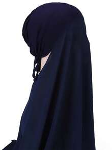 1 pièce Foulard à capuche en mousseline de soie de couleur unie pratique avec bonnet